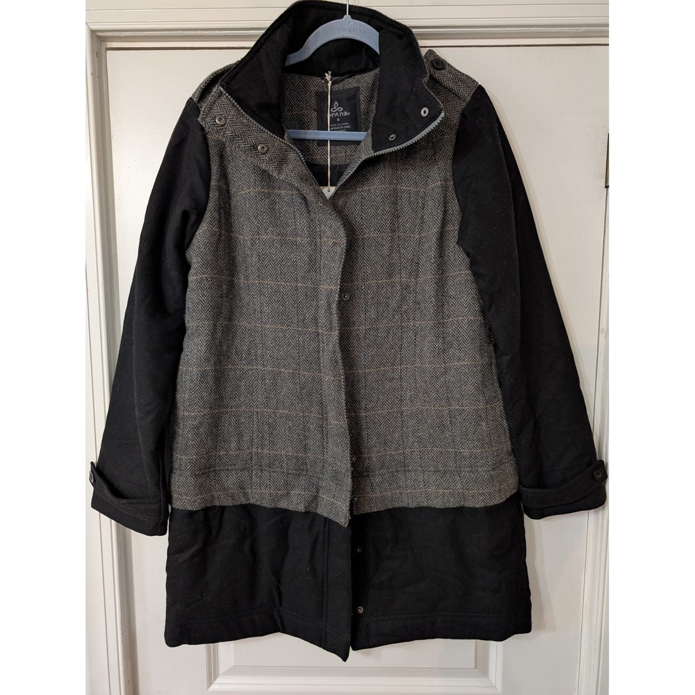 Prana Caprise Jacket Womens Medium convertible Herringbone Insulated Coat NEW